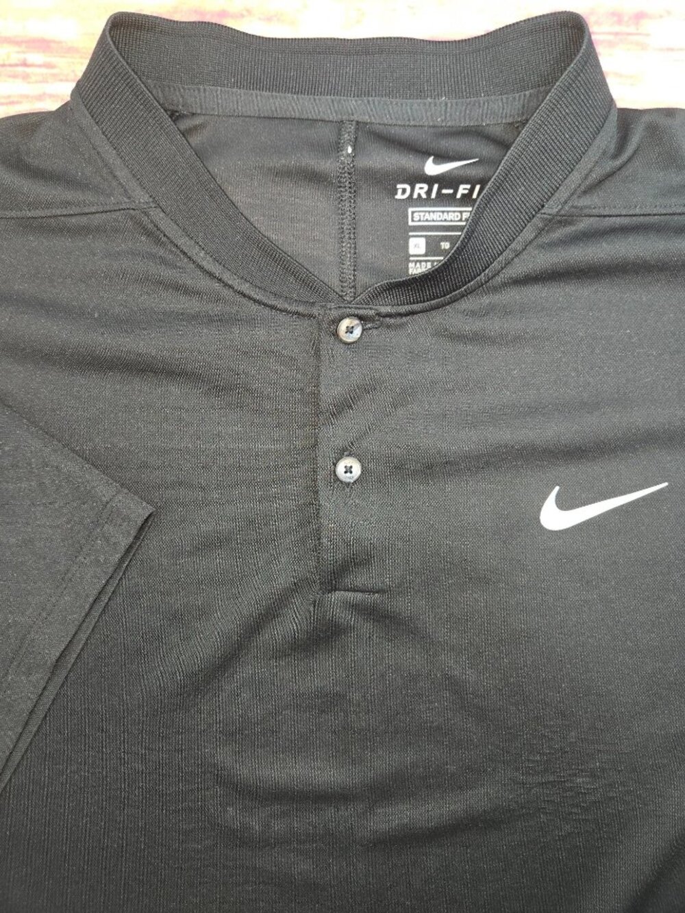 Nike Dri-Fit Mens Standard Fit Black Polo XL - Baseball Collar